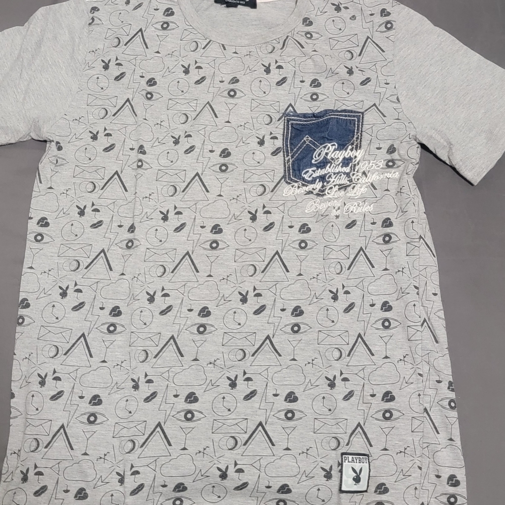 Playboy Graphic T-Shirt with Denim Pocket Size M